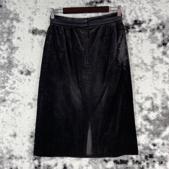 Gunne Sax Skirt Womens‎ Size 11 Black Velour Midi Acetate Casual Comfort - Picture 1 of 13
